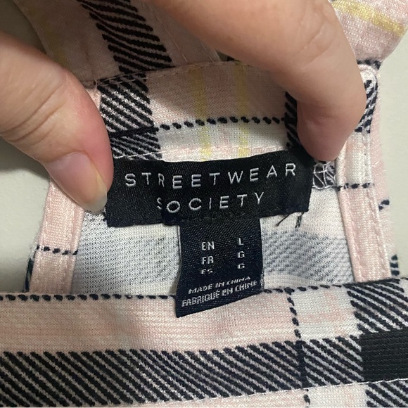 Streetwear Society Pink Plaid Overall Dress | Y2K | Baby Pink Plaid | Size Large - Picture 3 of 6